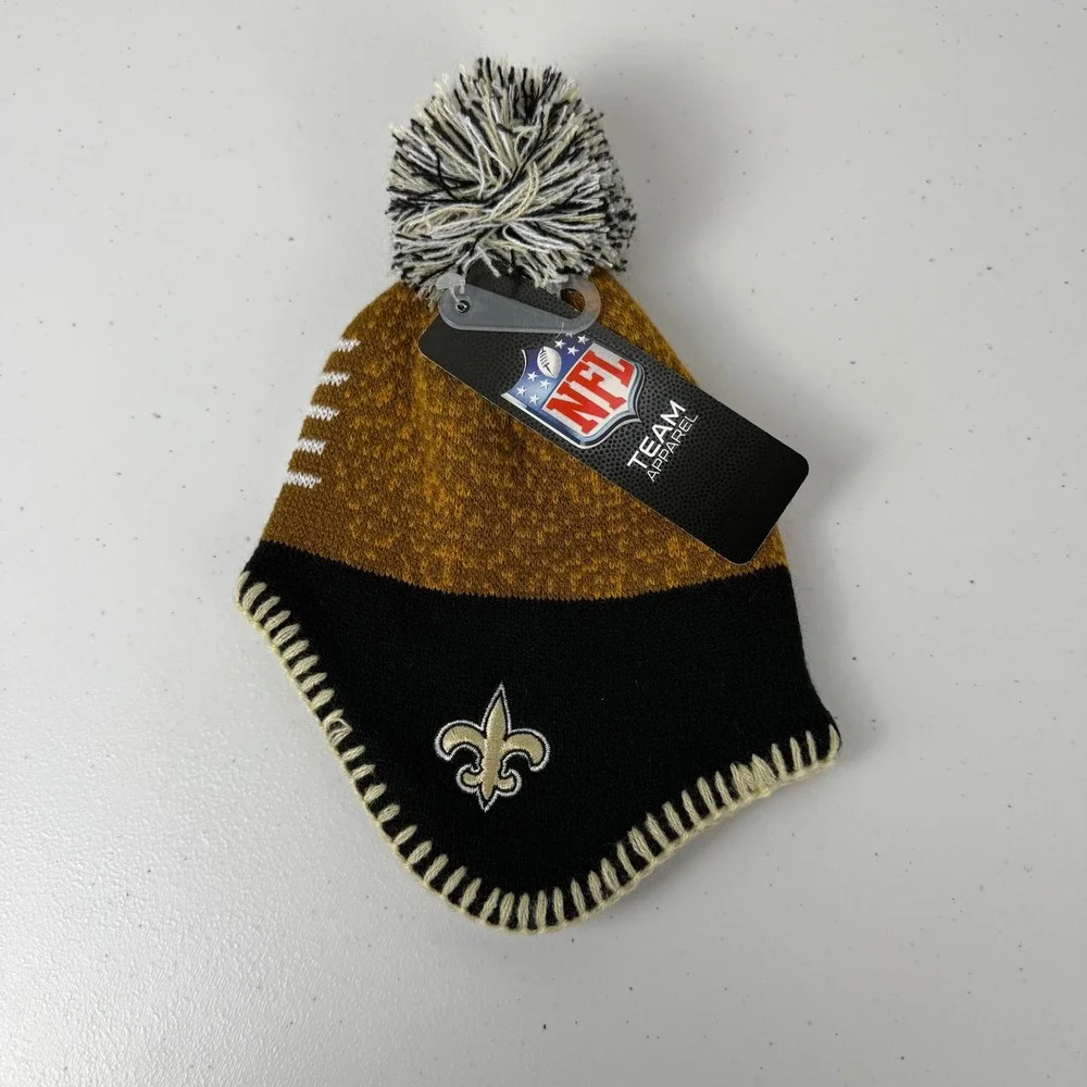 NFL Team Apparel Infant Kids New‎ Orleans Saints Knit Beanie Hat Football NEW